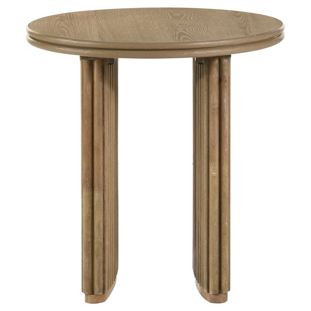Adina Round Wood Side End Table Distressed Light Brown. Picture 2