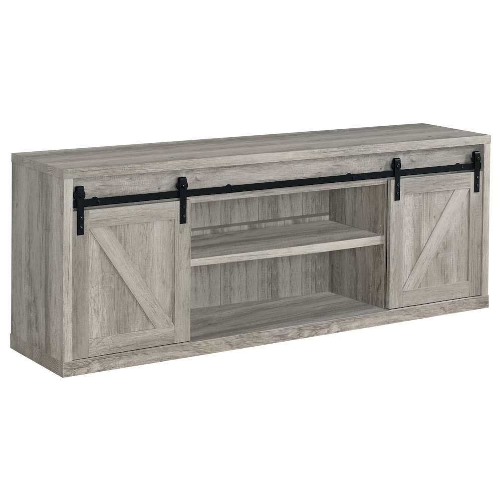 Brockton 2-door Engineered Wood 71" TV Stand Grey Driftwood. Picture 1