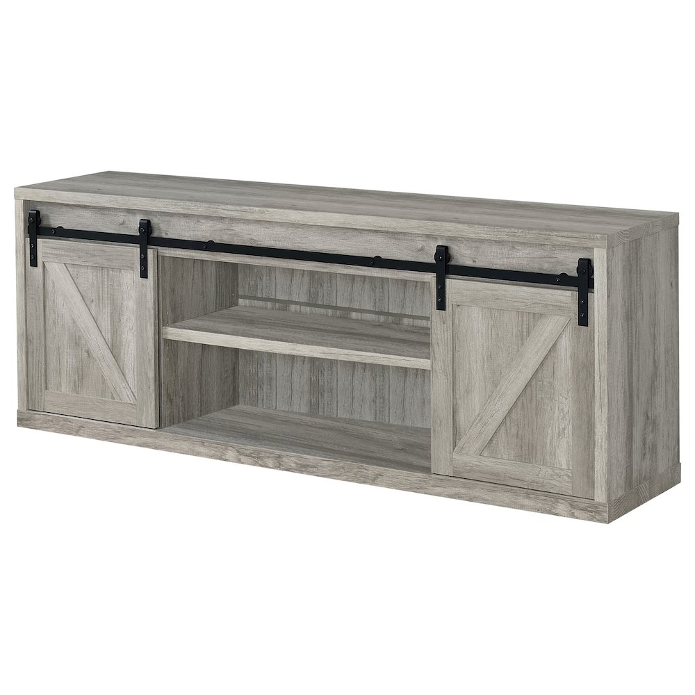 Brockton 2-door Engineered Wood 71" TV Stand Grey Driftwood. Picture 3