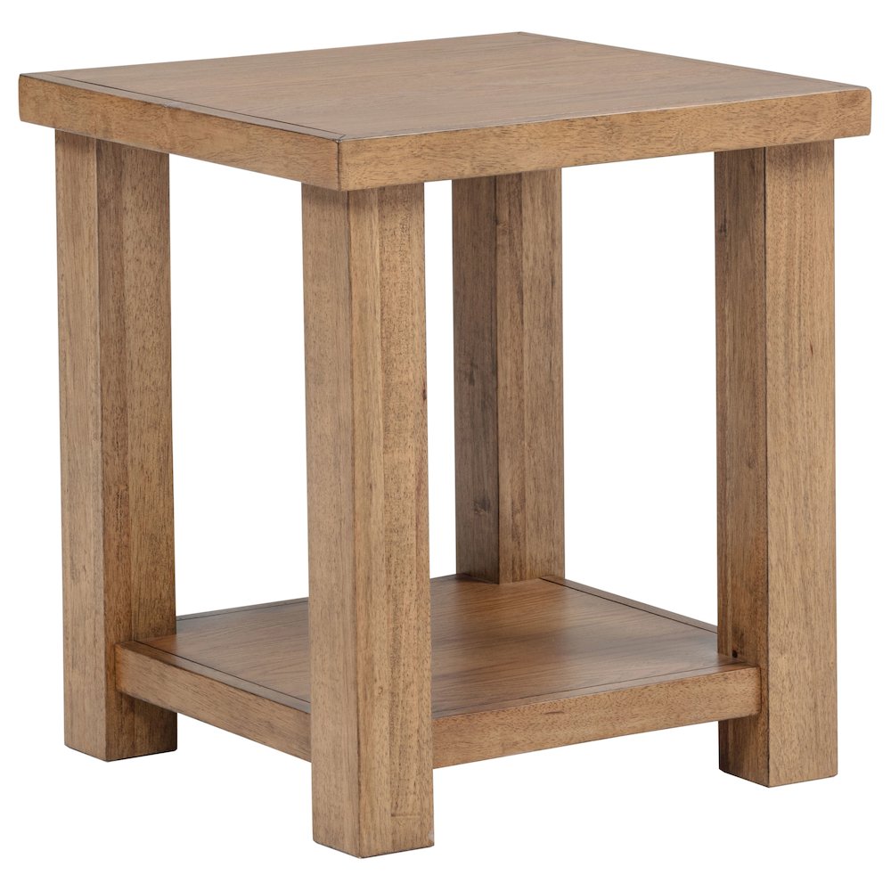 Beasley Square Wood End Side Table With Shelf Golden Oak. Picture 1