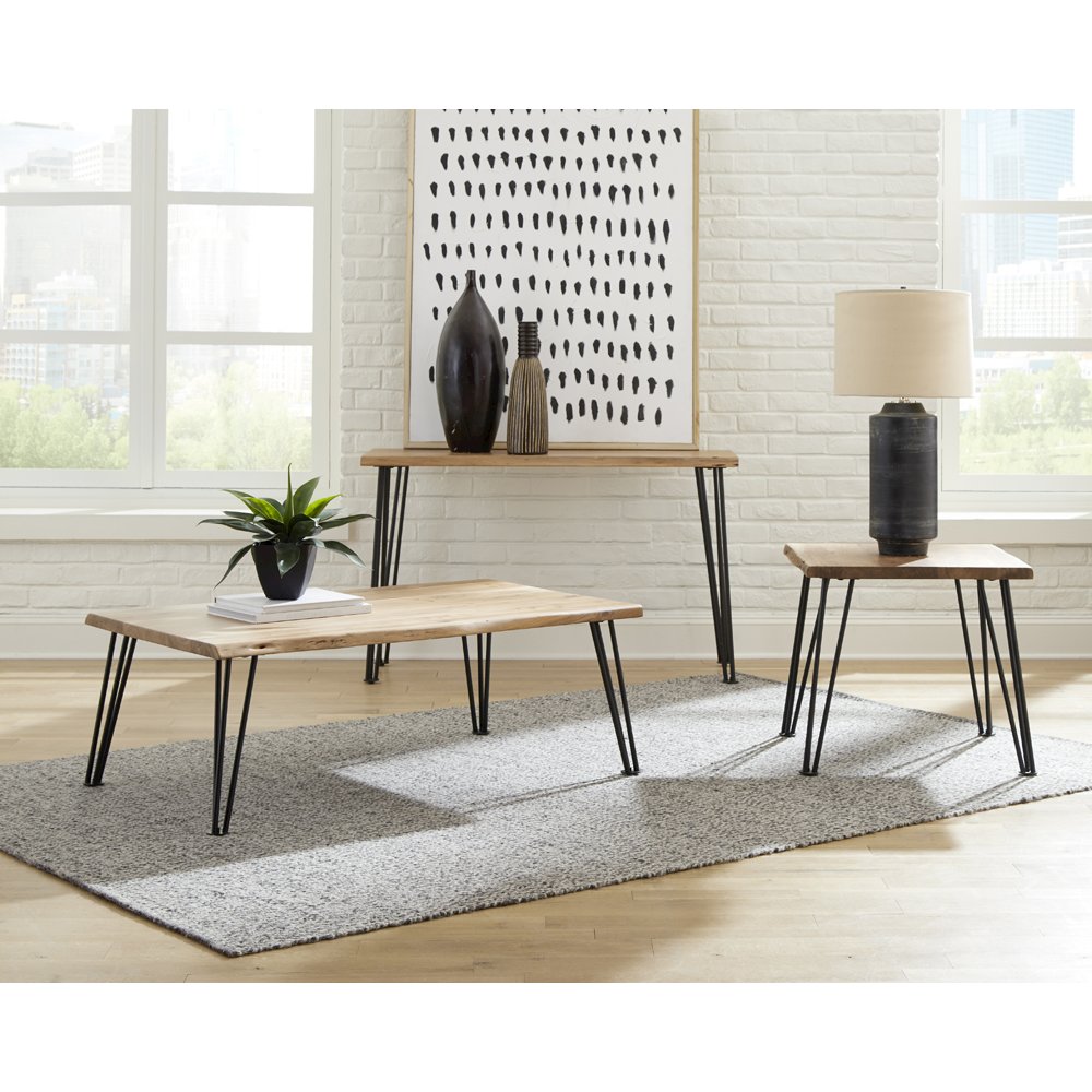 Zander Square Wood Top Coffee Table Natural Brown. Picture 7
