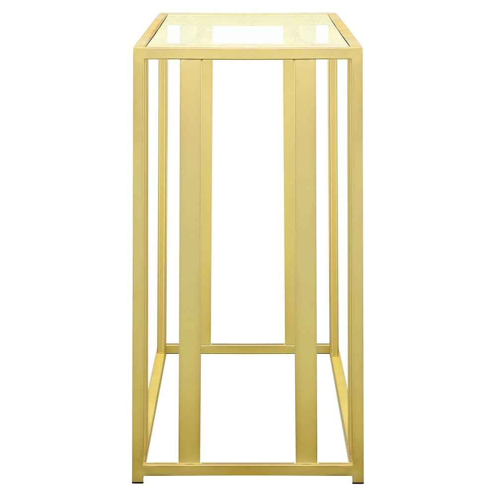 Adri Glass Top Entryway Sofa Console Table Matte Brass. Picture 5
