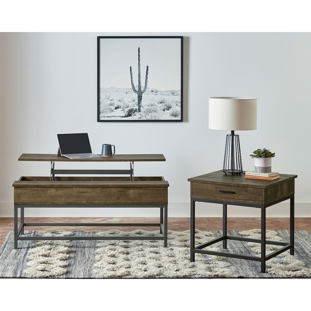 Byers 1-drawer Square Engineered Wood End Table Brown Oak. Picture 5
