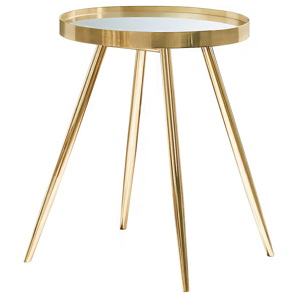 Kaelyn Round Mirror Top End Table Gold. Picture 1