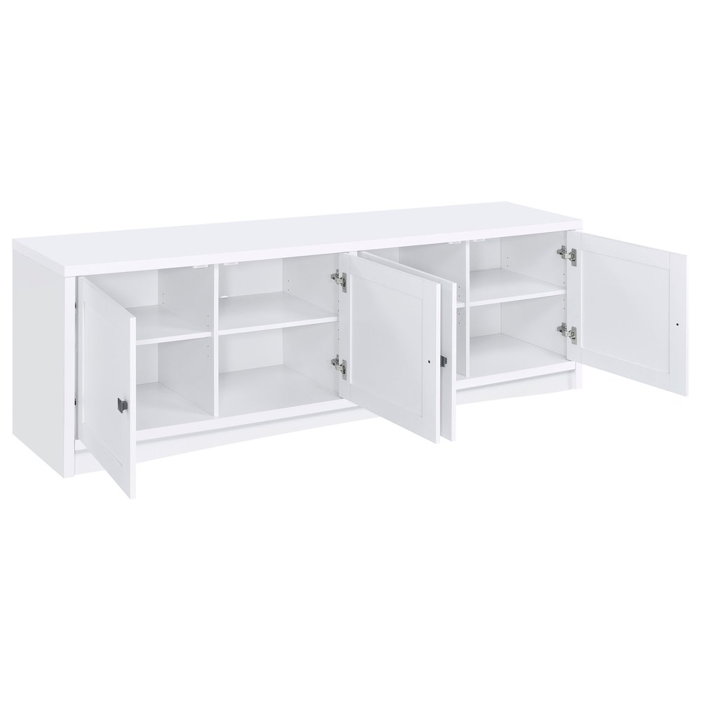 Laughlin 4-door Engineered Wood 78-inch TV Stand White. Picture 3