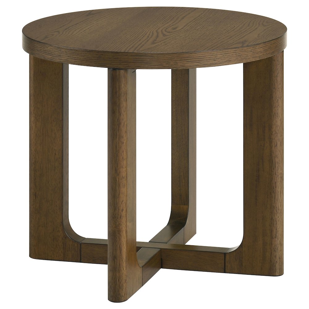 Kessler 3-piece Round Sculptural Wood Coffee Table Set Brown. Picture 3