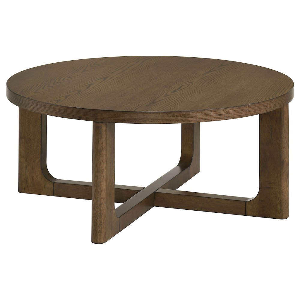 Kessler 3-piece Round Sculptural Wood Coffee Table Set Brown. Picture 7