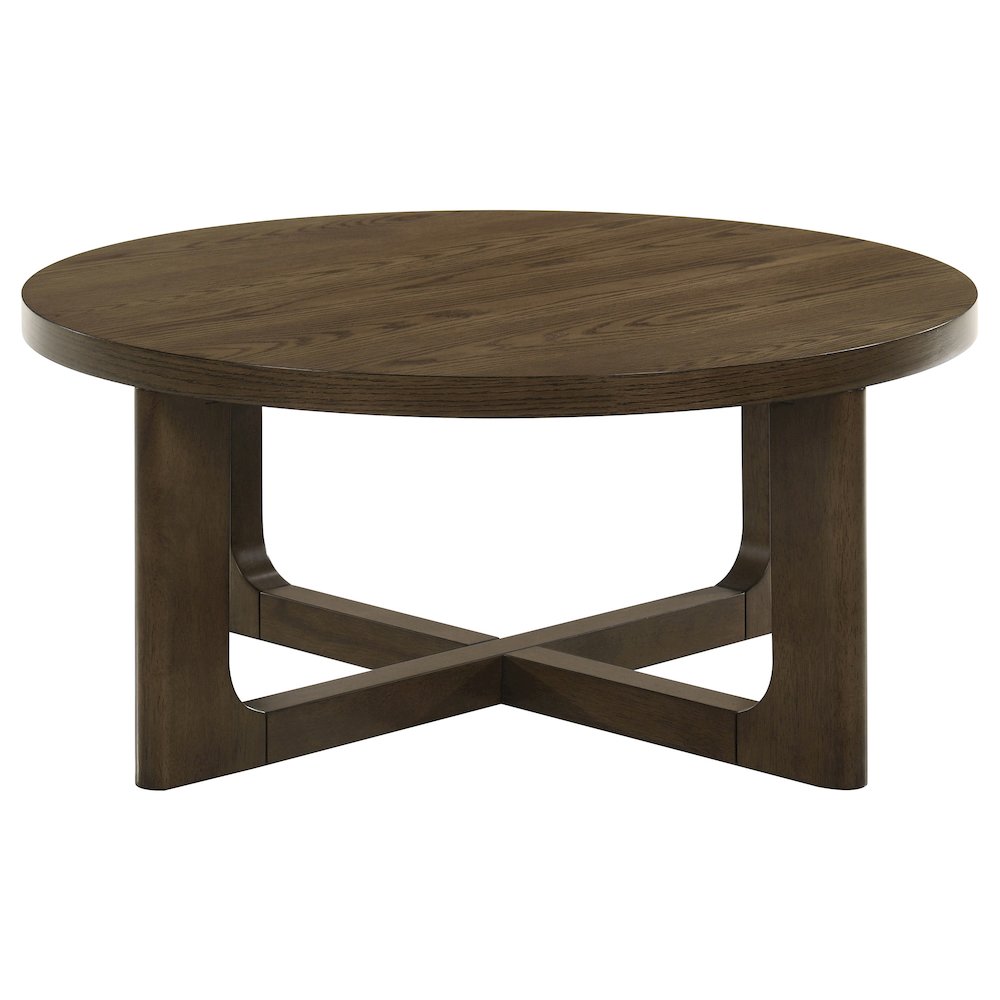 Kessler 3-piece Round Sculptural Wood Coffee Table Set Brown. Picture 9
