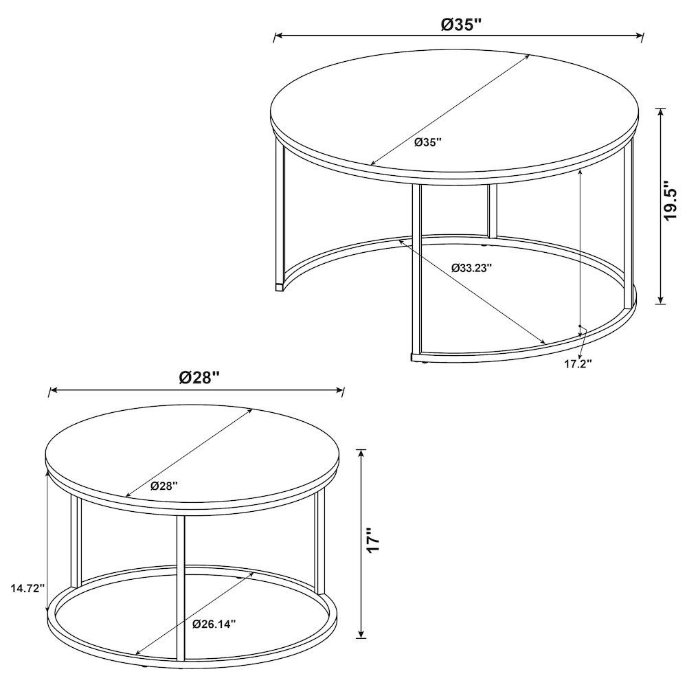 Lainey 2-piece Round Faux Marble Nesting Coffee Table Grey. Picture 7