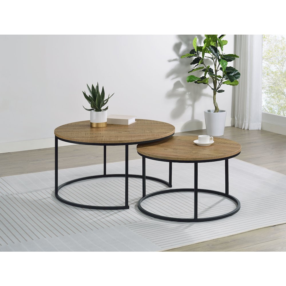 Lainey 2-piece Round Nesting Coffee Table Mango. Picture 2
