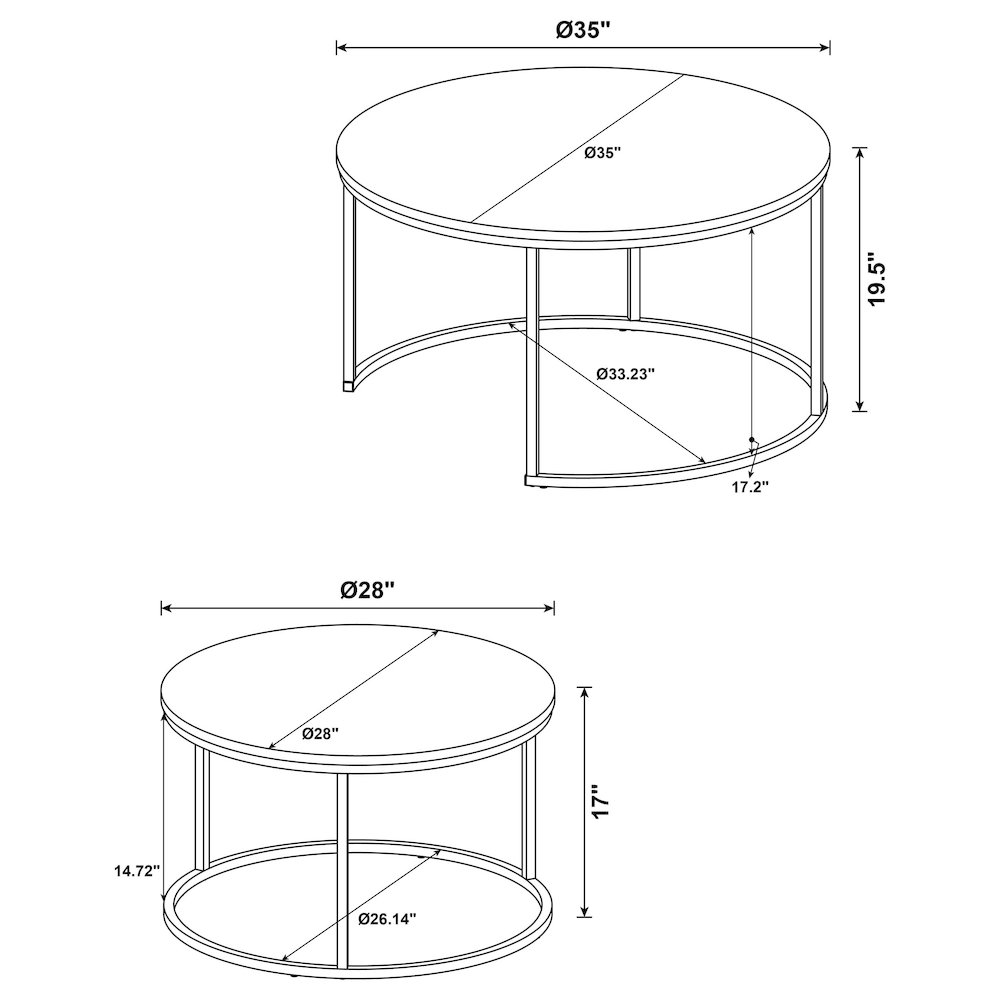 Lainey 2-piece Round Nesting Coffee Table Mango. Picture 11