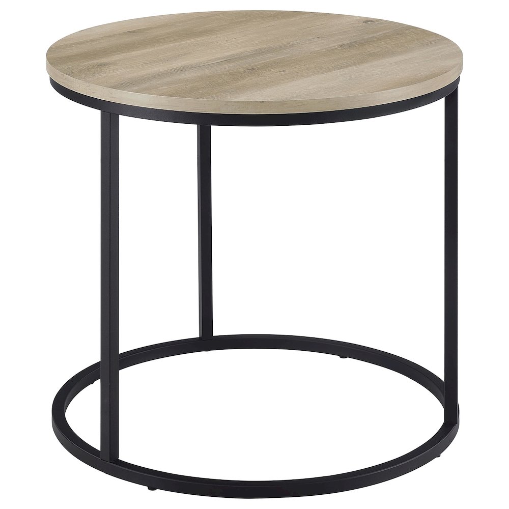 Lainey Round Occasional Side End Table Distressed Pine. Picture 1