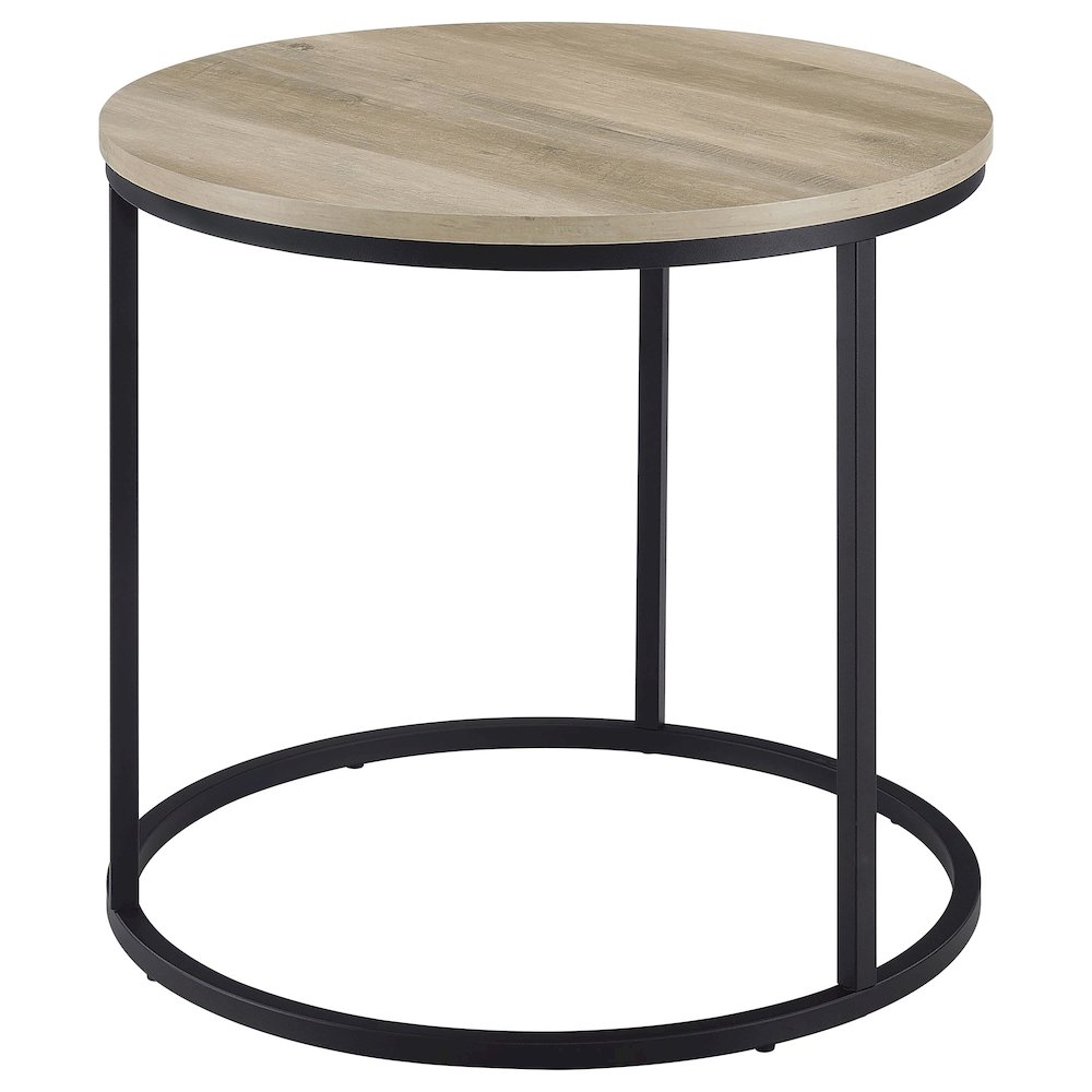 Lainey Round Occasional Side End Table Distressed Pine. Picture 4