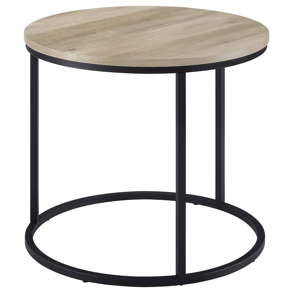 Lainey Round Occasional Side End Table Distressed Pine. Picture 7