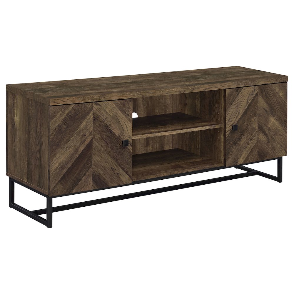 Myles 2-door Engineered Wood 60" TV Stand Rustic Oak. Picture 1