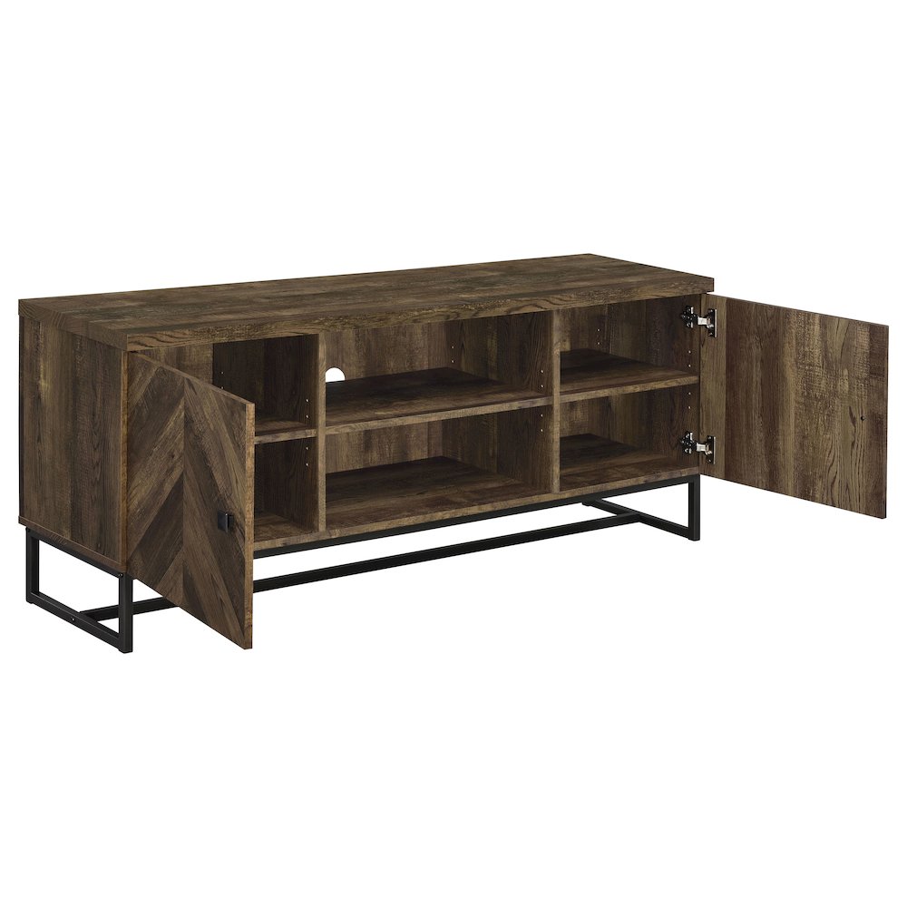 Myles 2-door Engineered Wood 60" TV Stand Rustic Oak. Picture 2