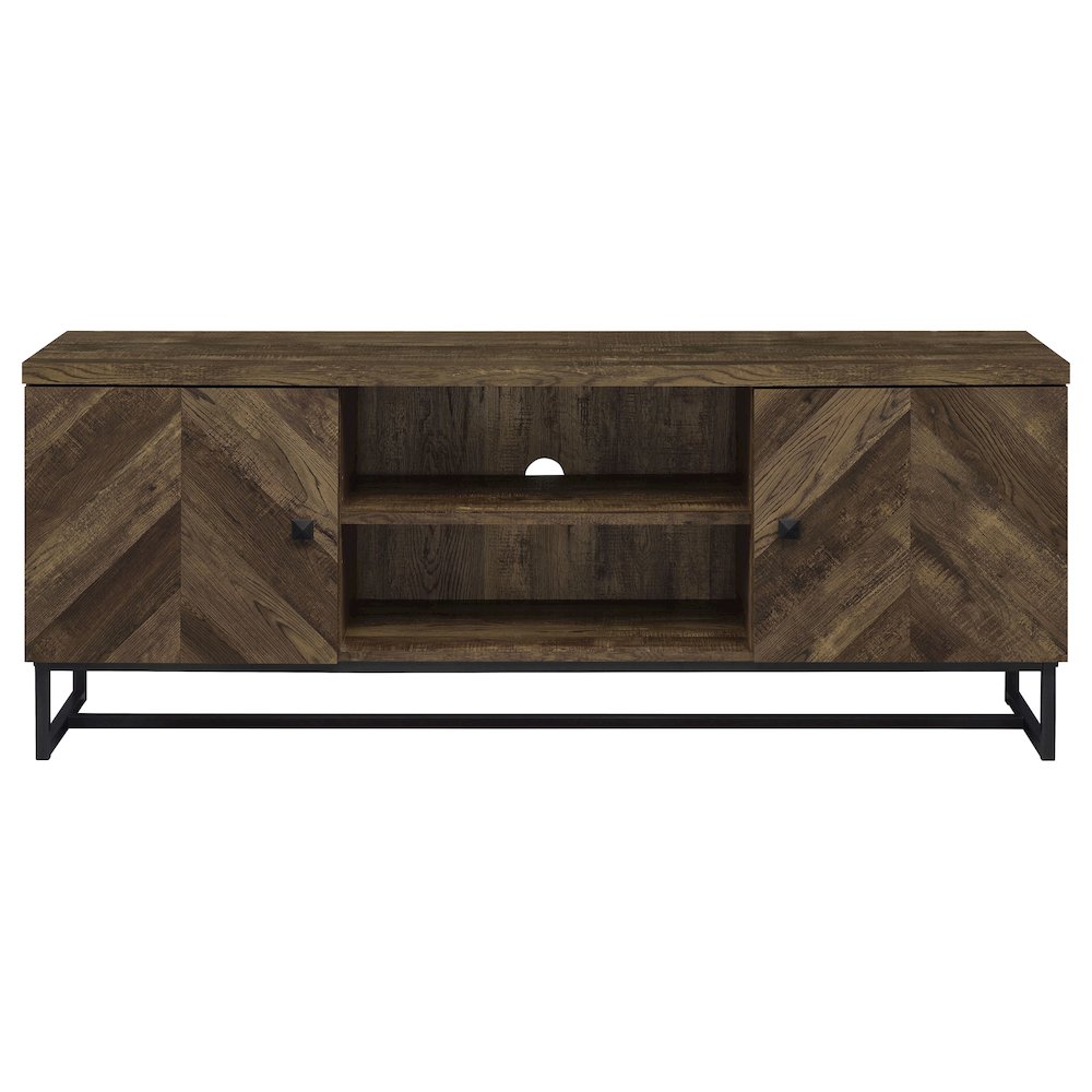 Myles 2-door Engineered Wood 60" TV Stand Rustic Oak. Picture 3