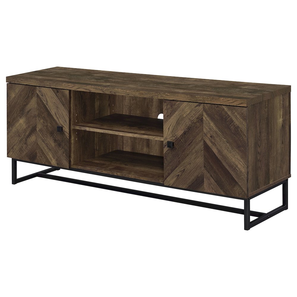 Myles 2-door Engineered Wood 60" TV Stand Rustic Oak. Picture 4