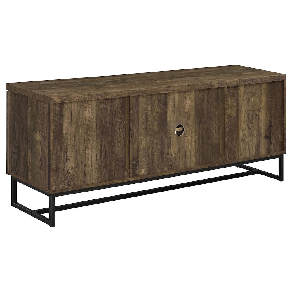 Myles 2-door Engineered Wood 60" TV Stand Rustic Oak. Picture 6