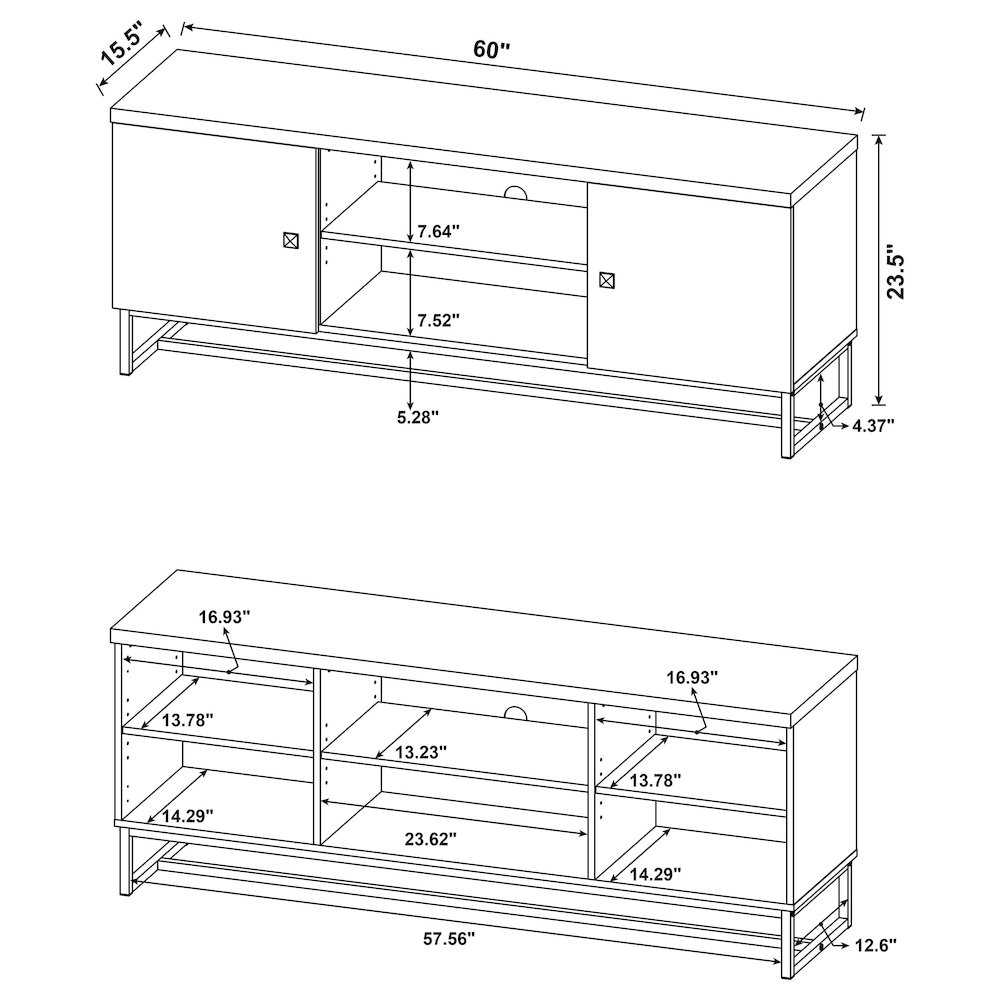 Myles 2-door Engineered Wood 60" TV Stand Rustic Oak. Picture 11