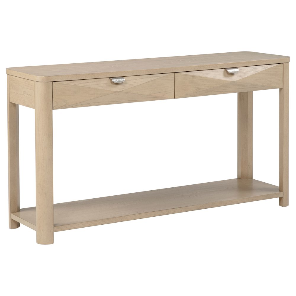 Marcelo Sofa Console Table with 2 Drawers and Shelf Light Elm. Picture 1