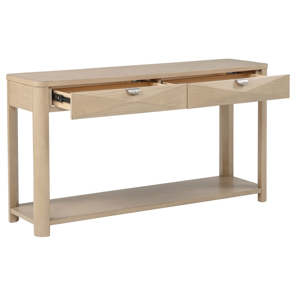 Marcelo Sofa Console Table with 2 Drawers and Shelf Light Elm. Picture 2