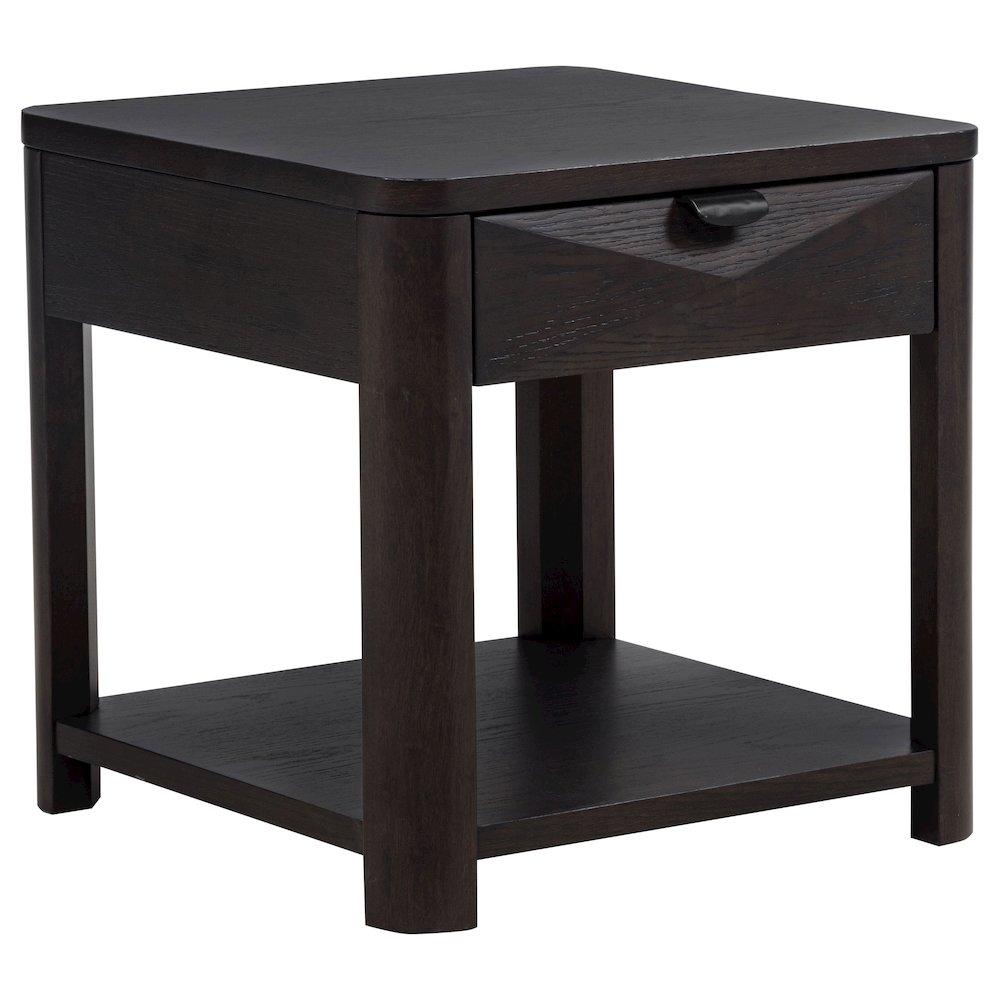 Marcelo Wood End Table with Drawer and Shelf Coffee. Picture 1