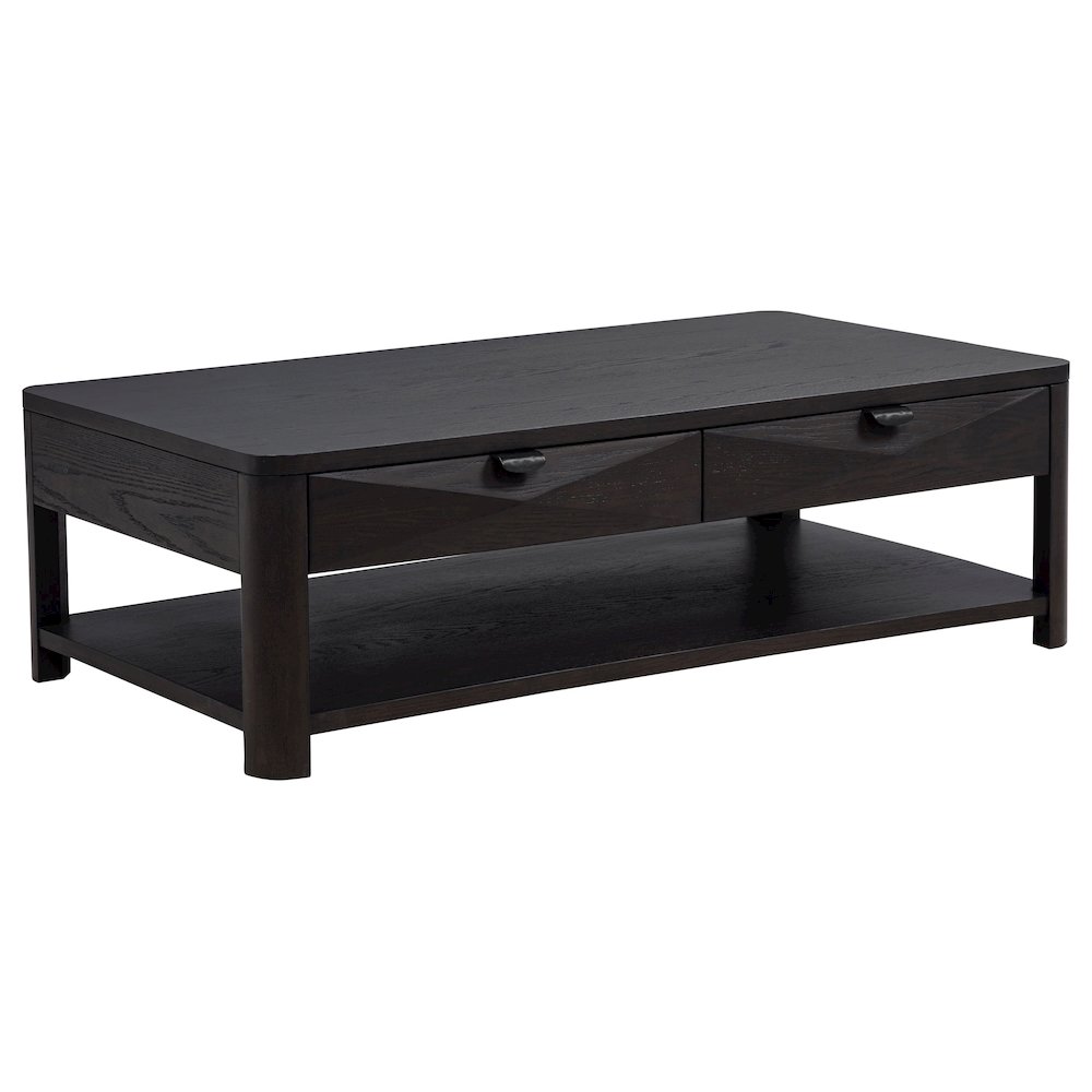 Marcelo Wood Coffee Table with 2 Drawers and Shelf Coffee. Picture 1