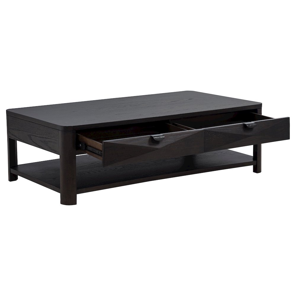 Marcelo Wood Coffee Table with 2 Drawers and Shelf Coffee. Picture 2