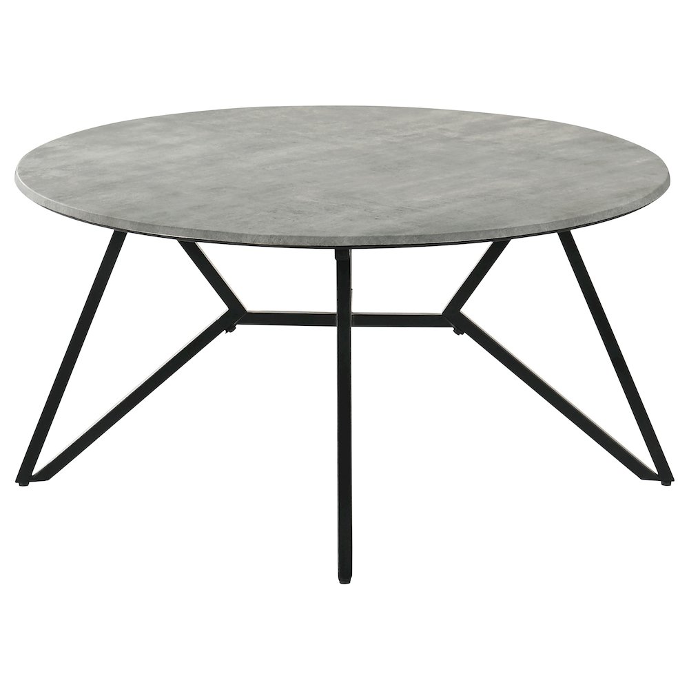 Hadi Round SmartTop Coffee Table Cement and Gunmetal. Picture 3