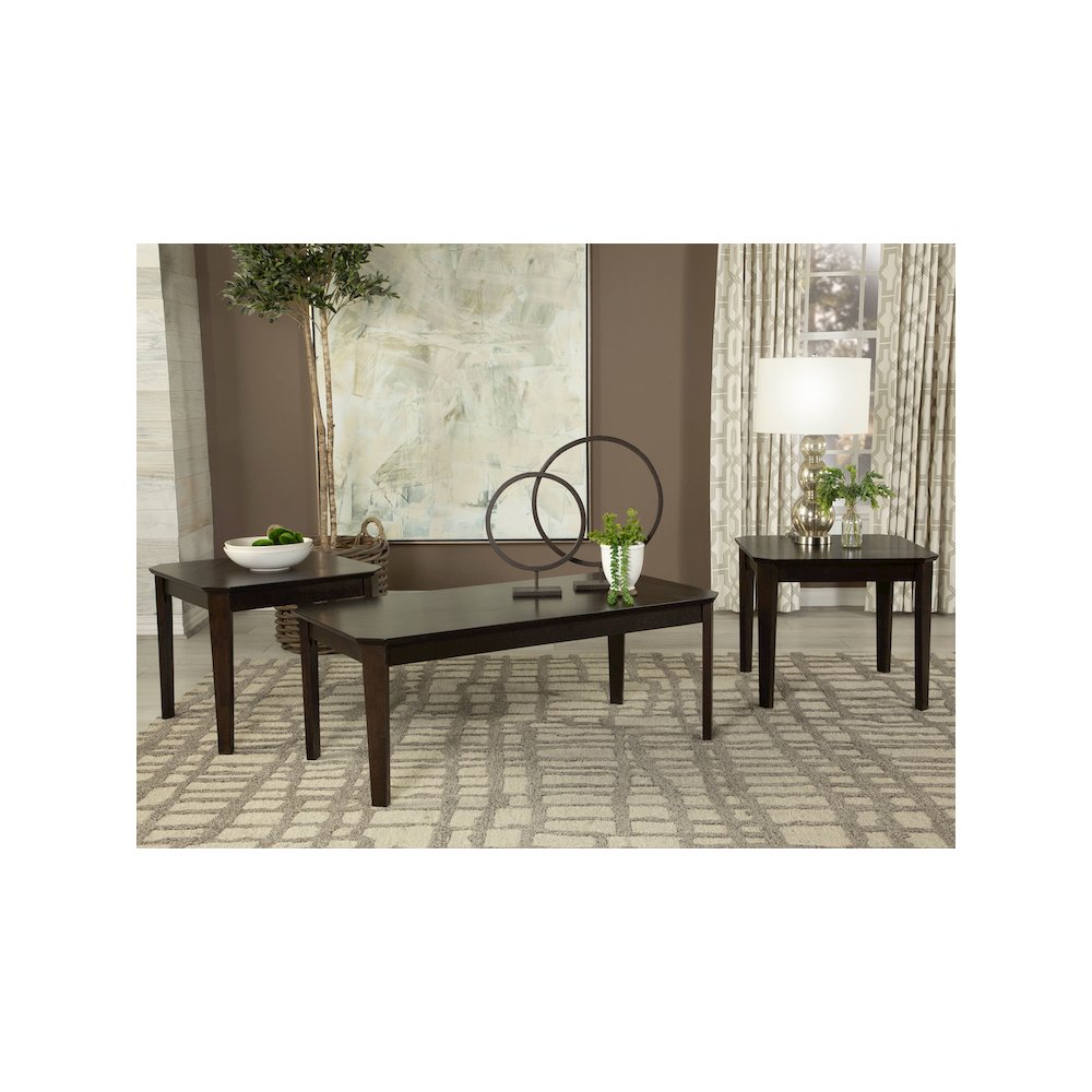 Amaro 3-piece Coffee and End Table Set Dark Brown. Picture 9