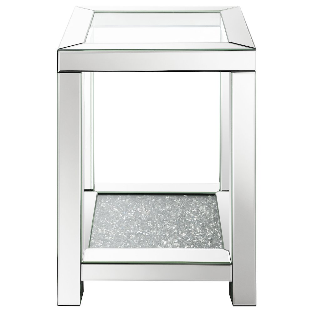Valentina 1-shelf Square Glass Top Side End Table Silver. Picture 3