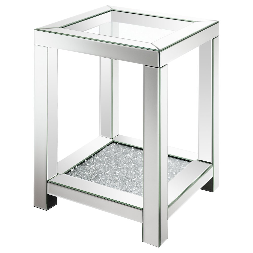 Valentina 1-shelf Square Glass Top Side End Table Silver. Picture 4