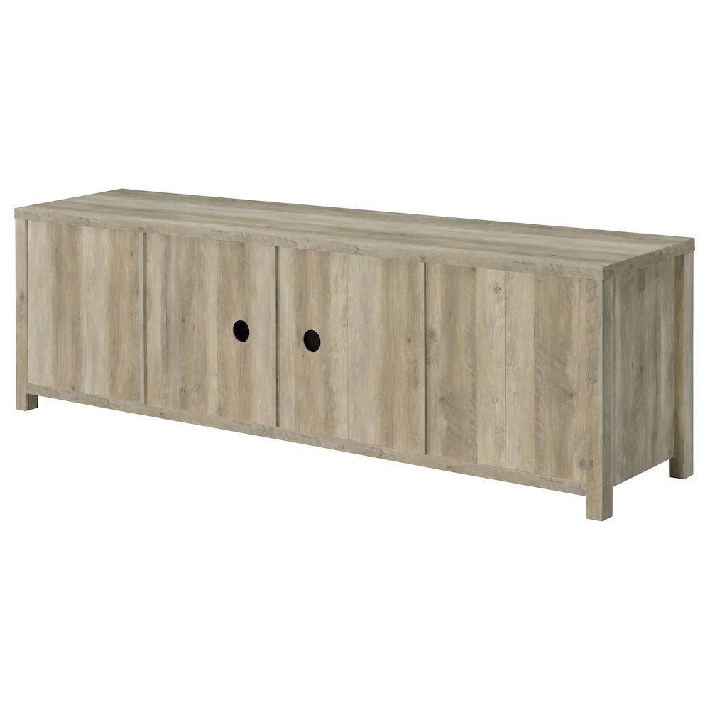 Madra 2-door Engineered Wood 79" TV Stand Distressed Pine. Picture 10
