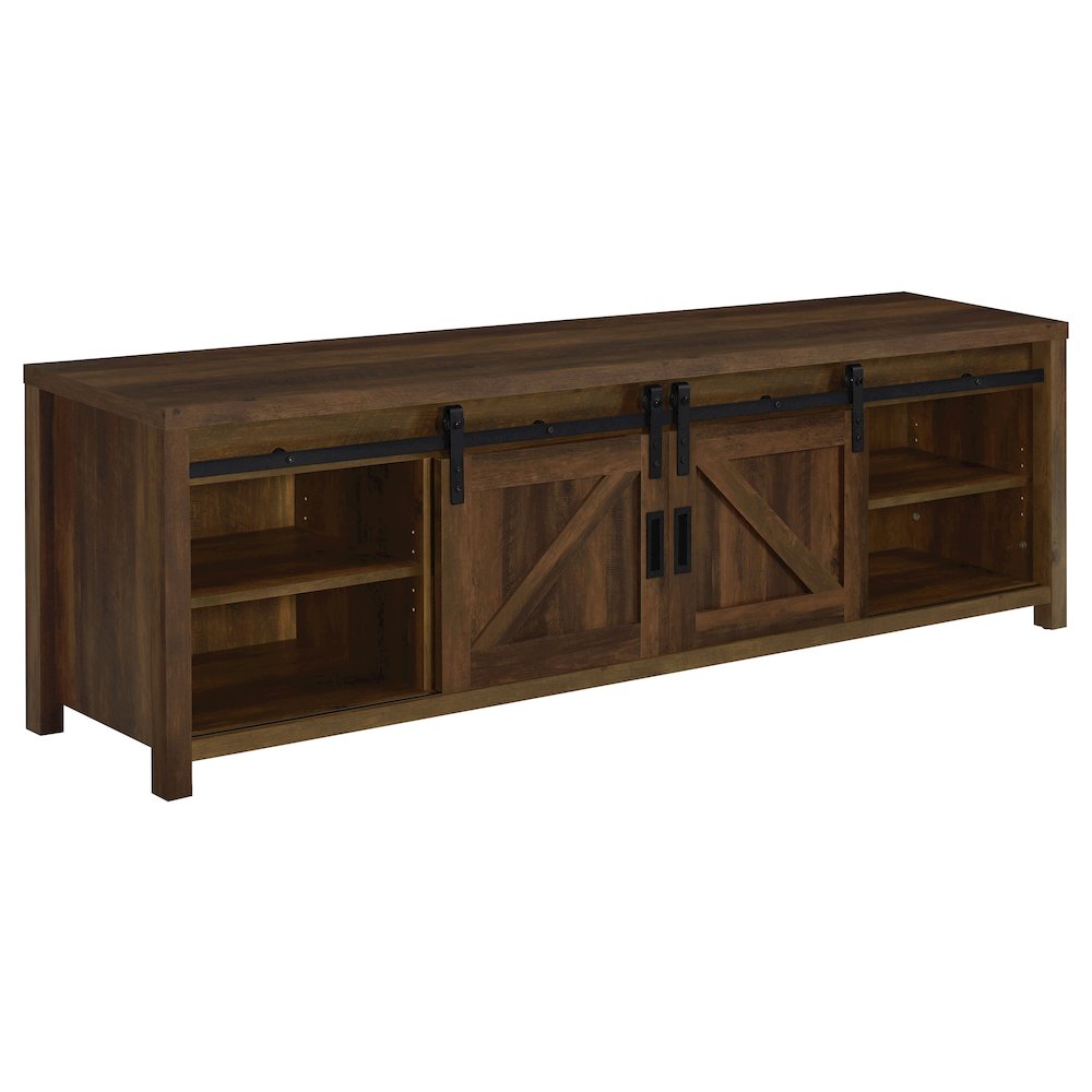 Madra 2-door Engineered Wood 79" TV Stand Dark Pine. Picture 4