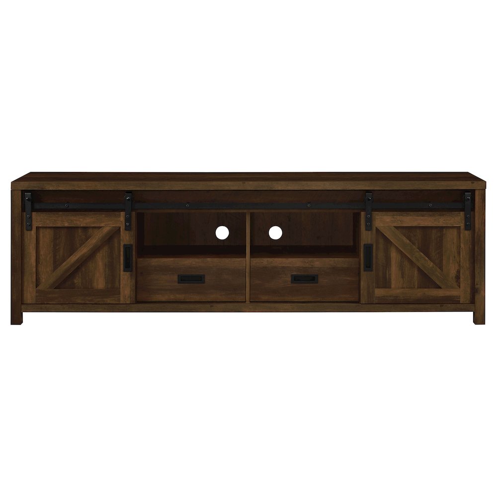 Madra 2-door Engineered Wood 79" TV Stand Dark Pine. Picture 5
