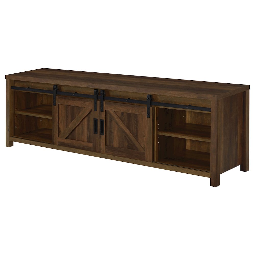 Madra 2-door Engineered Wood 79" TV Stand Dark Pine. Picture 7