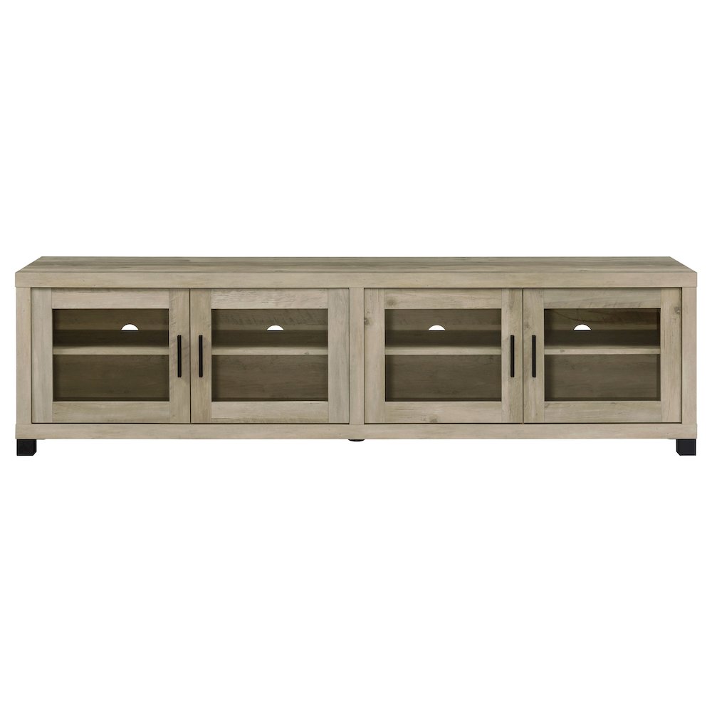 Sachin 4-door Engineered Wood 79" TV Stand Distressed Pine. Picture 4