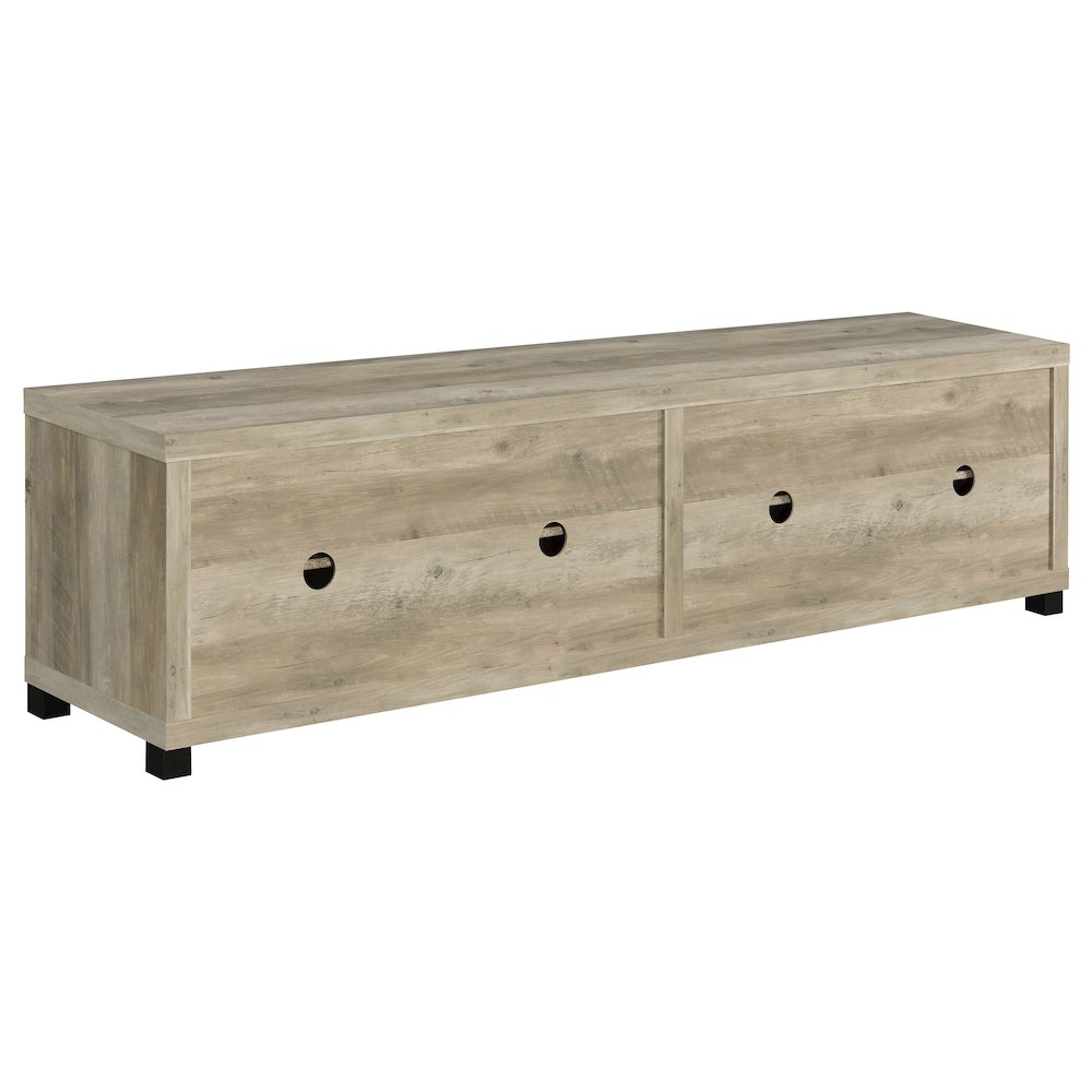 Sachin 4-door Engineered Wood 79" TV Stand Distressed Pine. Picture 7