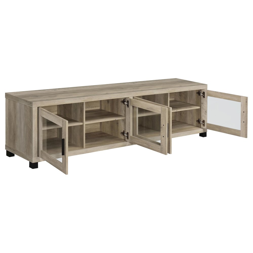 Sachin 3-piece 79" TV Entertainment Center Antique Pine. Picture 11