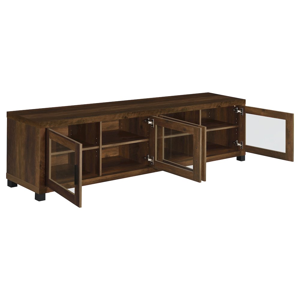 Sachin 4-door Engineered Wood 79" TV Stand Dark Pine. Picture 3