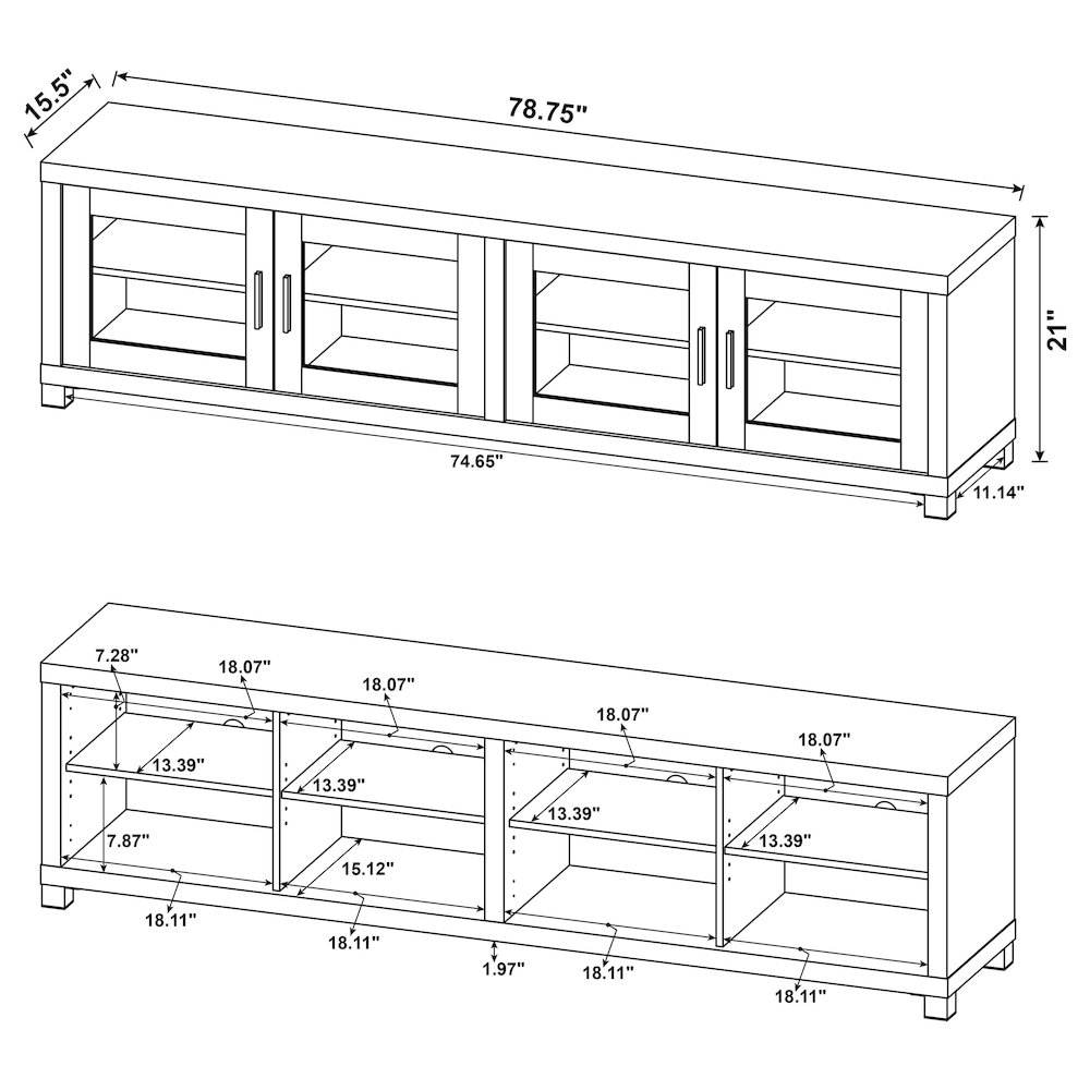 Sachin 4-door Engineered Wood 79" TV Stand Dark Pine. Picture 12