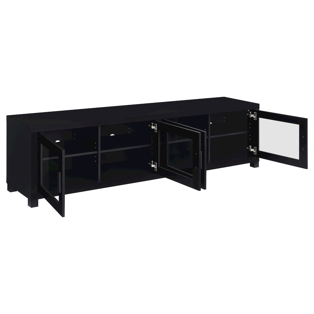 Jupiter 4-door Engineered Wood 79-inch TV Stand Black. Picture 3