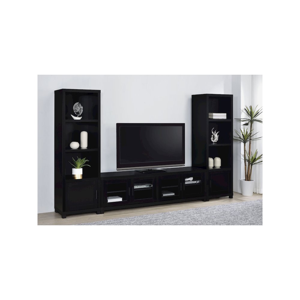 Jupiter 4-door Engineered Wood 79-inch TV Stand Black. Picture 11