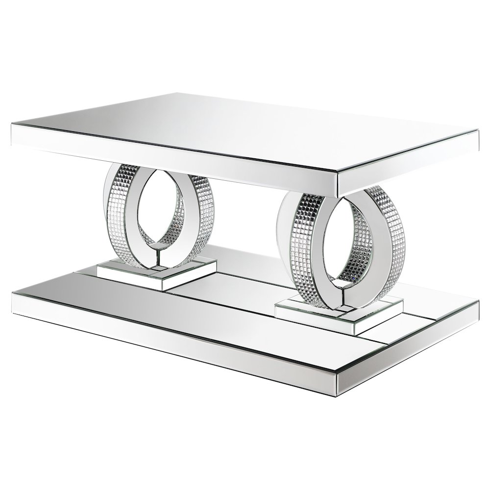 Breena Rectangular Mirrored Acrylic Coffee Table Silver. Picture 4