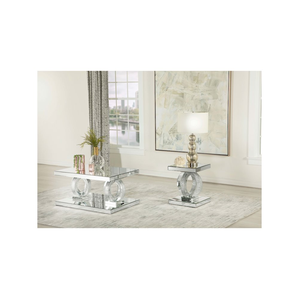 Breena Rectangular Mirrored Acrylic Coffee Table Silver. Picture 7