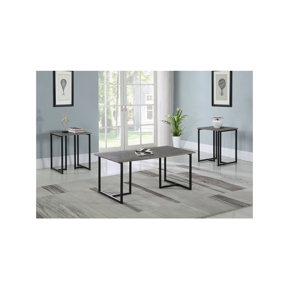 Nyla 3-piece Engineered Wood Coffee Table Set Weathered Grey. Picture 3
