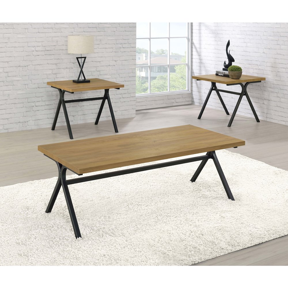 Colmar 3-piece Engineered Wood Coffee Table Set Golden Oak. Picture 5