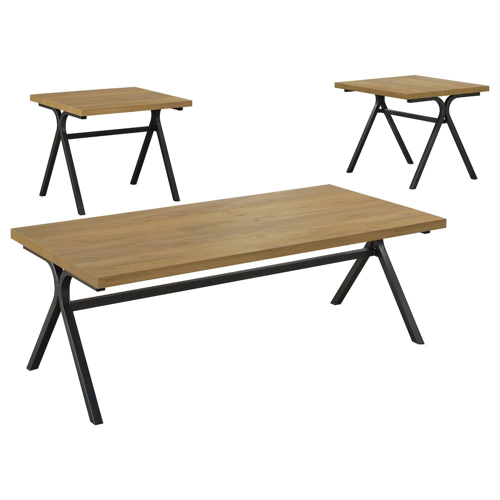 Colmar 3-piece Engineered Wood Coffee Table Set Golden Oak. Picture 1