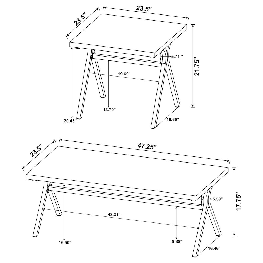 Colmar 3-piece Engineered Wood Coffee Table Set Golden Oak. Picture 7
